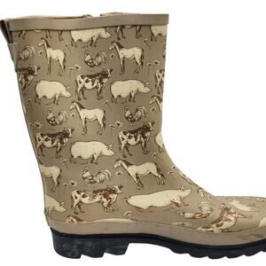 Western Chief Friendly Farms Rain Boots Womens 8 Animal Rubber Mid Cow Pig Horse